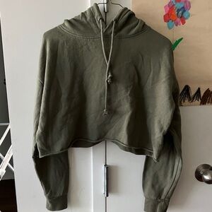 Muted green cropped hoodie